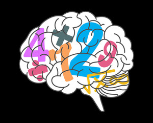 Drawing various brain theory of Multiple Logical-Mathematical Intelligence. Concept flat design vector illustration for Website Icon, Social Media, Blog Post