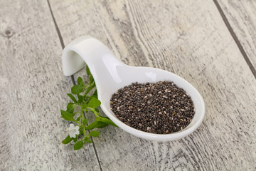 Dietary Chia seeds in the bowl