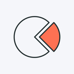 Pie chart icon. Vector illustration of pie diagram. Two-part diagram infographics element. Can be used as a logo, icon or infographic chart symbol