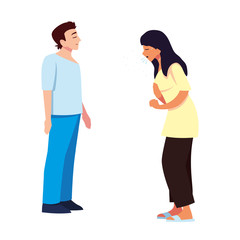 Obraz premium Man and woman feeling sick vector design