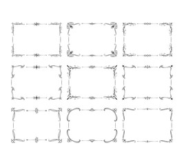 Hand drawn ornate filigree borders. Vintage royal frames set. Vector isolated swirl decor. Royal wedding invitation card templates.