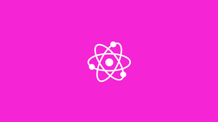 Amazing white atom icon on pink background,New atom icon