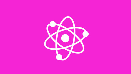 Amazing white atom icon on pink background,New atom icon