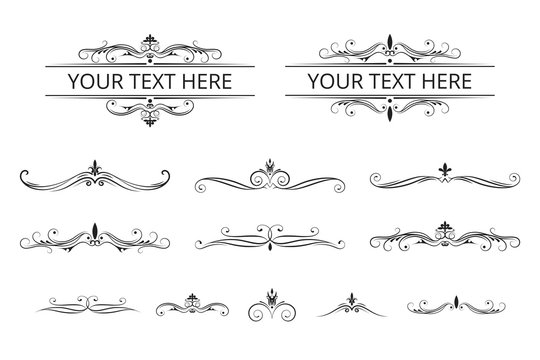 Vintage design set of frames and filigree dividers. Vector isolated ornate royal borders. Wedding templates. 