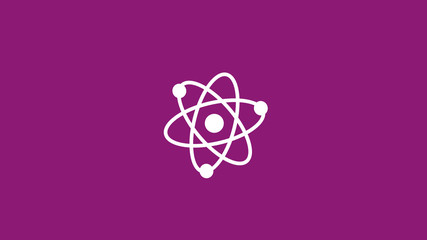 White atom icon on pink dark background,Best atom icon