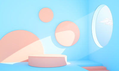 Abstract interior pink and blue