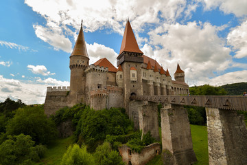 Fototapeta na wymiar Hunedoara Castle, also known a Corvin Castle or Hunyadi Castle, is a Gothic-Renaissance castle in Hunedoara, Romania. One of the largest castles in Europe.