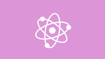 Fototapeta premium White atom icon on pink light background,best atom icon