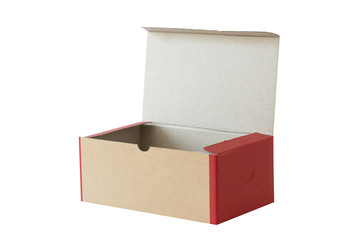 open and empty food cardboard box isolate on white background with clipping path.
