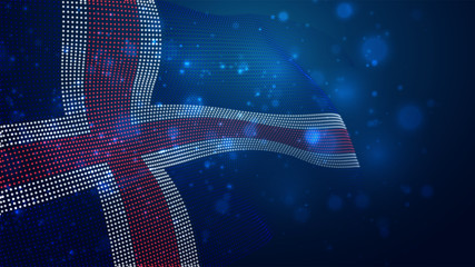 Vector bright glowing country flag of abstract dots. Iceland