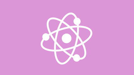Fototapeta premium White atom icon on pink light background,best atom icon