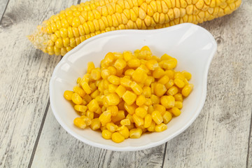 Young corn seeds in the bowl