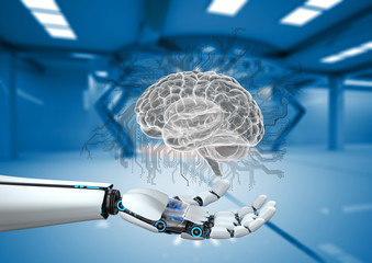 Robot Hand AI Digital Brain