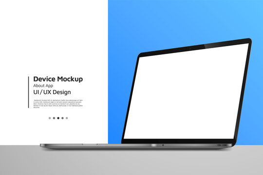 Laptop isometric perspective view. Template for infographics or presentation UI design interface. vector illustration