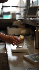 food, kitchen, cooking, chef, restaurant, coffee, hand, cook, cup, bar, people, hands, stove, tea, machine, table
