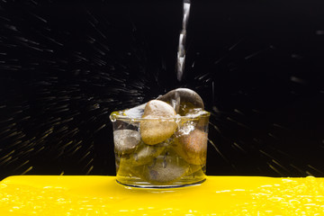 Mineral water in a clear glass cup