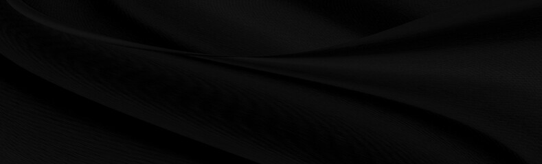 Black gray satin dark fabric texture luxurious shiny that is abstract silk cloth panorama...