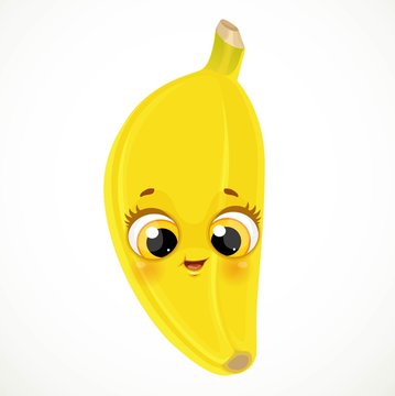 Cute cartoon emoji banana isolated on white background