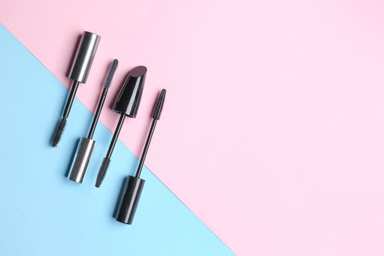 Black Mascara On Color Background