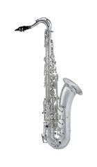 Silver Tenor Saxophone, Woodwind Music Instrument Isolated on White background