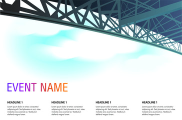 Metal constructions on the sky background. Copy space design teplate.