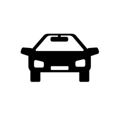 Front view of the car. Black silhouette. Icon. Vector flat illustration