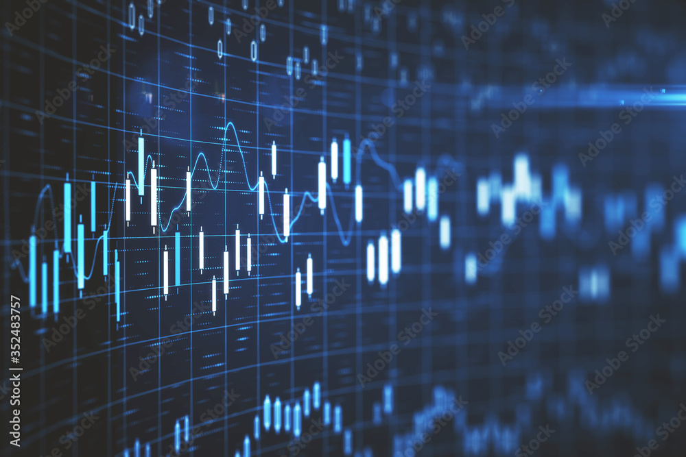 Poster Stock chart on virtual screen interface with index.