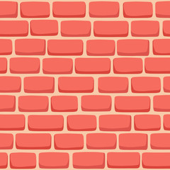 Seamless pattern of cartoon brick wall in coral color. - 352483935