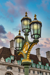 Fototapeta na wymiar Ornate Green and Gold Lamp in London