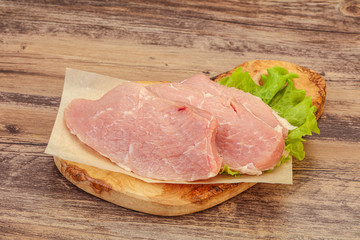 Raw pork steak for cooking
