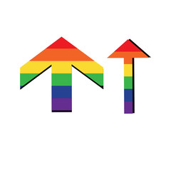 Arrows in the colors of the LGBT flag. Color vector flat illustration