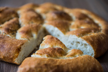 Ramadan Pita (Ramazan Pidesi) Traditional Turkish bread for holy month Ramadan.