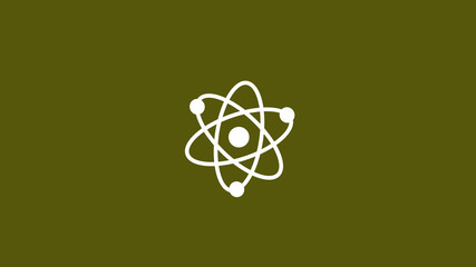 Amazing white atom icon on yellow dark background,White atom