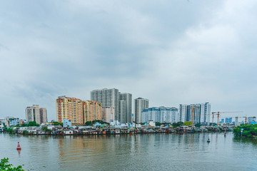 Fototapeta na wymiar on the banks of Te River, District 4, Ho Chi Minh CityD