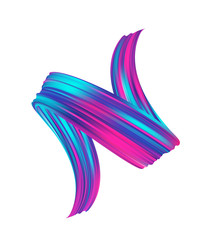 3d realistic neon colored brush stroke oil or acrylic paint. Wave Liquid shape. Trendy abstract design