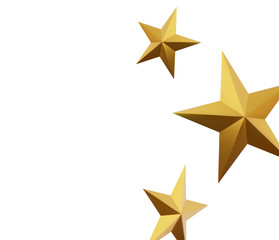 Vector 3d render, isolated gold star on a white background. Golden emblem of victory. Symbol of best and winner. Ranking concept for various places.