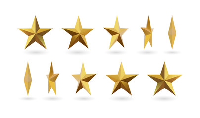 Vector 3d render, isolated gold star on a white background. Golden emblem of victory. Symbol of best and winner. Ranking concept for various places. - 352488574