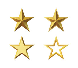 Vector 3d render, isolated gold star on a white background. Golden emblem of victory. Symbol of best and winner. Ranking concept for various places. - 352488770