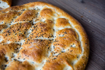 Ramadan Pita (Ramazan Pidesi) Traditional Turkish bread for holy month Ramadan.