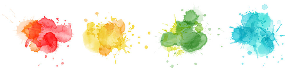 Color splashing hand drawn watercolor bright set © Artnizu