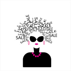 fashionable beautiful girl Shopaholic thinking about sales