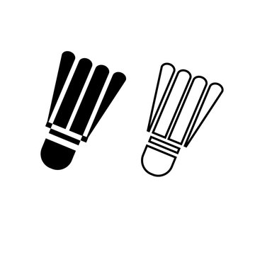 A shuttlecock for badminton. Simple black and white logo, icon. Vector illustration