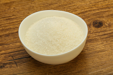 White sugar in the bowl