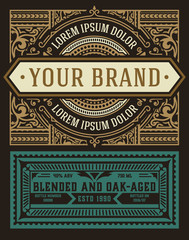 Old  label design for Whiskey and Wine label, Restaurant banner, Beer label.