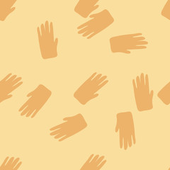 Hand shapes seamless pattern in simple style on yellow background. Silhouette of a human hands wallpaper.