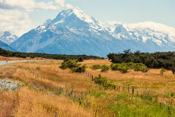 Crédence de cuisine en verre imprimé Aoraki/Mount Cook Mont Cook dans le parc national Aoraki Mount Cook à Canterbury, Nouvelle-Zélande. Le mont Cook est la plus haute montagne de Nouvelle-Zélande