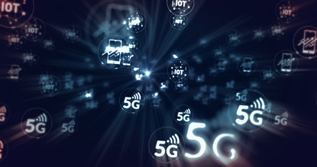 5G mobile communication symbols illustration