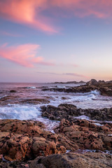 Fototapeta na wymiar Sunset on the coast of Galicia with a espectacular sky and clouds