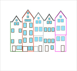 Colorful houses of Cologne city in Germany. Illustration for web and mobile design.