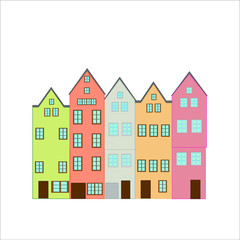Colorful houses of Cologne city in Germany. Illustration for web and mobile design.